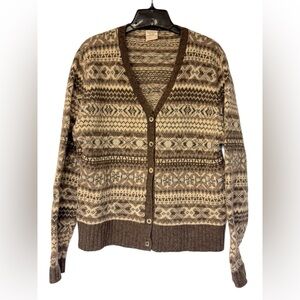 Vintage Old Navy 100% Lambswool Fair Isle Cardigan Size L